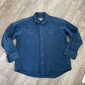 Cabela’s Deerskin Chamois Shirt Turquoise Blue Button Down Soft Men’s Large